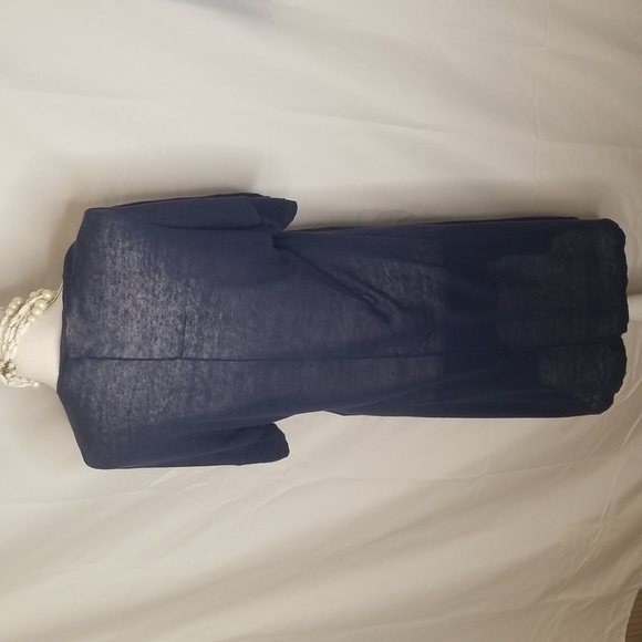 Sandro sheer blue linen knit blend dress Open Knit short sleeve Sz2 is US 4/6 - Picture 10 of 16